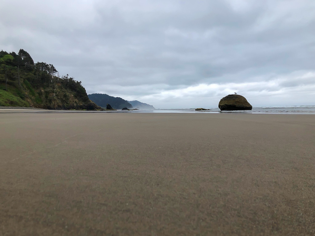 Deserted beach, cloudy morning