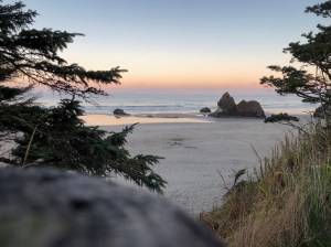 Morning seascape, from high above the beach